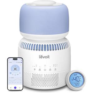 LEVOIT Humidifiers for Bedroom Baby, Sprout Evaporative with Dual Filters for Air & Water, Separate Sensor, Adjustable No Blue Nightlight, Auto Dry, Smart Control & Alexa, Auto Mode, 3.8L Tank for 36H (White)