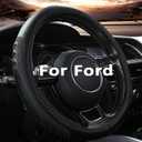 Leather Steering Wheel Cover for Ford F150 F250 F350, 15.5-16 inches Car Steering Wheel Cover with Anti-Slip Massage Particle (Black)