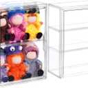 2 Pack Acrylic Display Case for Collectibles, Clear Adjustable Figure Display Case with Magnetic Door, Stackable Storage Box Showcase with 2 Shelves for Action Figures, 15-17cm Dolls, Toys