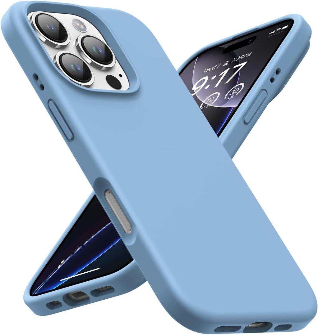 OuXul Designed for iPhone 16 Pro Case,Shockproof Liquid Silicone Protective Phone Case with Soft Anti-Scratch Microfiber Lining Ultra Slim Drop Protection Phone Cover 6.3 inch(Cornflower)