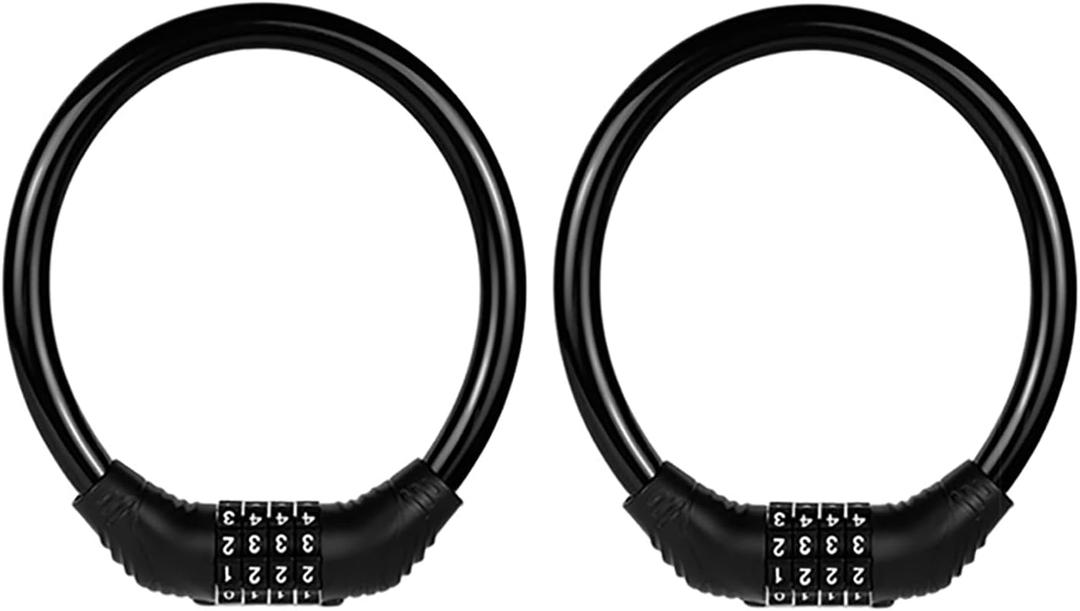 CUIWEI Bike Lock Cable, Heavy Duty Anti Theft Bicycle Lock Chain Portable Code Lock Cable Combo Bike Locks, 4 Digit Security Resettable Combination Lock Bicycle Cable Locks for Bike 16 inches 2 Pieces
