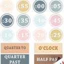 16 Pcs Morandi Clock Numbers Labels, Telling Time Classroom Decorations Elementary, Magnetic Modern Clock Labels for Home School Classroom Wall Decor Math Class Must Have