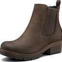 mysoft Women's Chelsea Ankle Boots Side Zipper Chunky Block Low Heel Booties Lug Sole Short Boots (Brown)