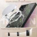 Goodon for Galaxy S25 Ultra Case, Wireless Charging Compatible, Shockproof Translucent Matte Cover - Cute Floral Design Phone Case for Women Girls - Green Leaves