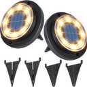 Flacchi Solar Lights Outdoor Waterproof - 2-in-1 Solar Powered Ground Lights Outdoor Solar Disk Light Landscape Light for Deck Step Patio Yard Pathway Walkway Driveway Garden (Warm White, 2 Pack)