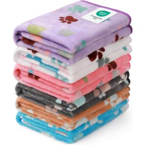 Luciphia 1 Pack 6 Dog Blankets Cat Soft Fluffy Fleece Pet Blanket Warm Cute Print Design Puppy Kitten Doggy Paw Medium(30"x20")
