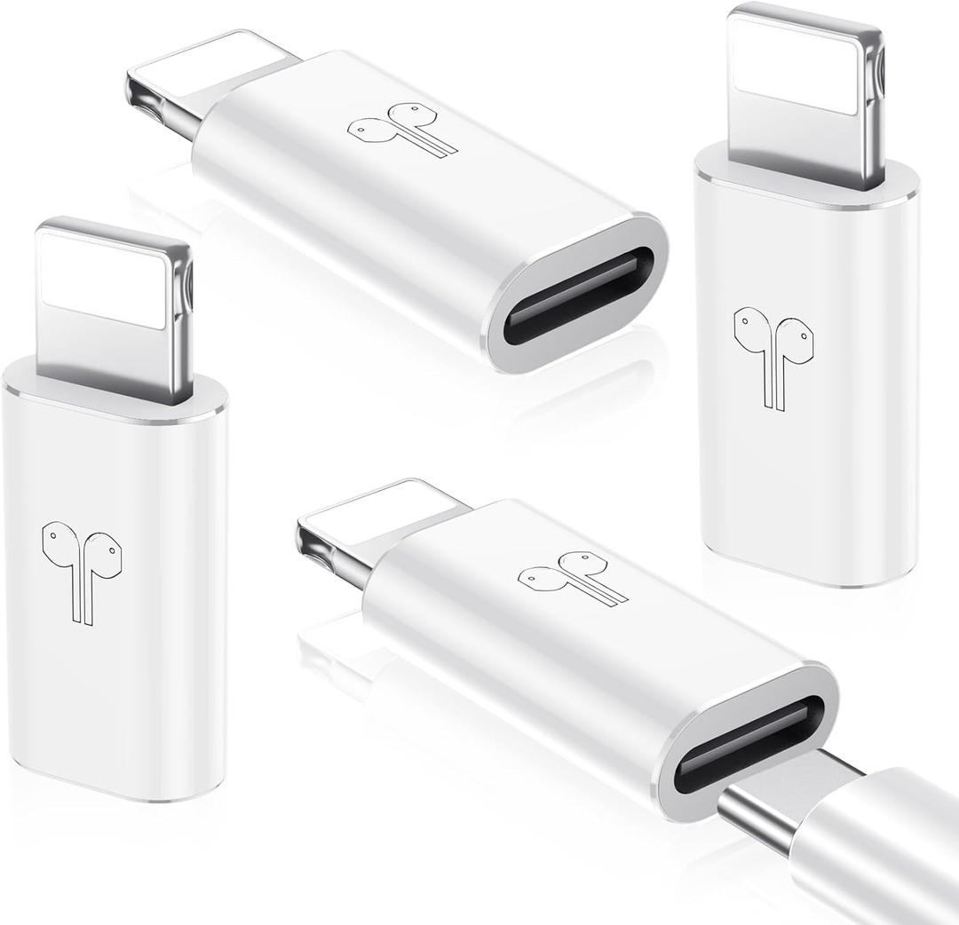 Temdan 4 Pack USB C to Lightning Adapter for iPhone 14 13 12 Pro Max/iPad Air/Airpods,Support Audio/OTG,20W PD Fast Charging,Lightning to Type C Charger Connector Cable,for iPhone 14 Accessories-White