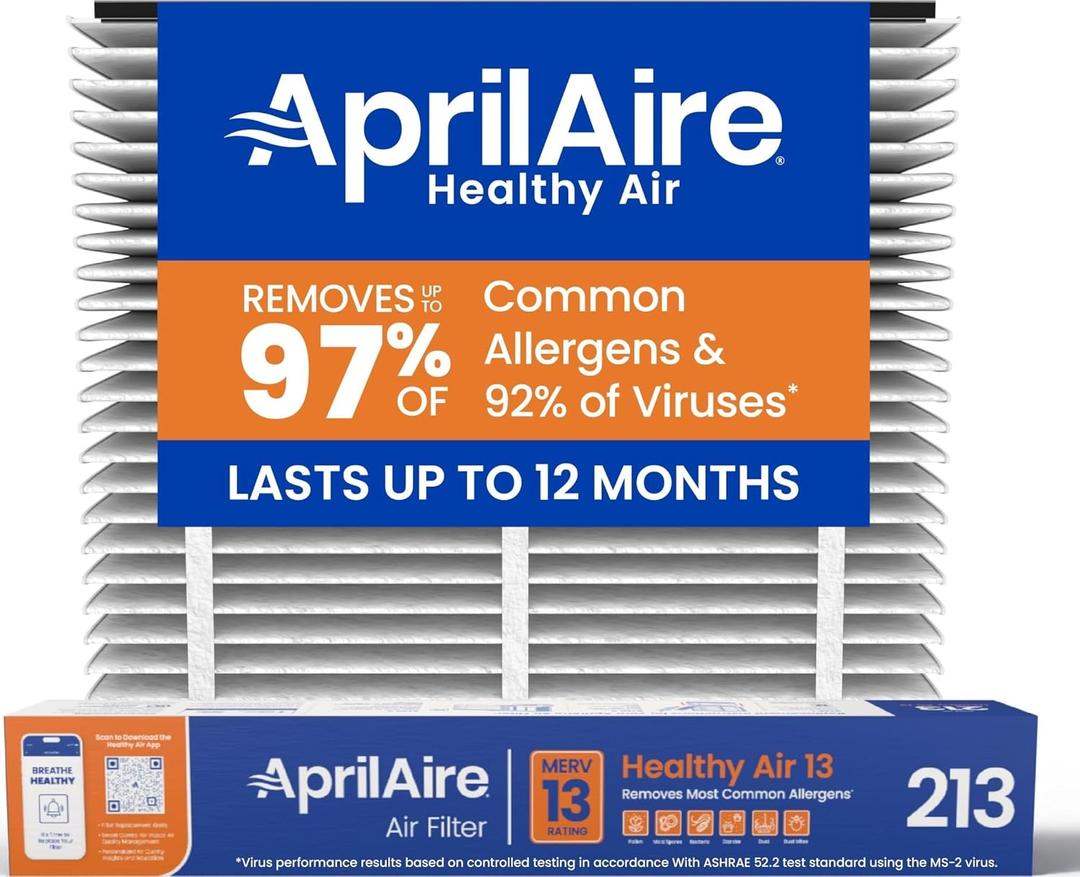 Genuine AprilAire 213 Replacement Filter for AprilAire Whole-House Air Purifiers - MERV 13, Healthy Home Allergy, 20x25x4 Air Filter (Pack of 1)