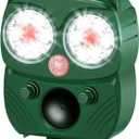 Solar Animal Repeller, Ultrasonic Repellent, Motion Detection, LED Flashing Light, Dog, Cat Repellent, Squirrel, Raccoon, Skunk, Rabbit, Rodent, Fox, Deer, etc. (Green)