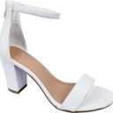 Over the Toe Strap Ankle Wrap Strap Heel Open Toe Medium Heel (6.5, White)