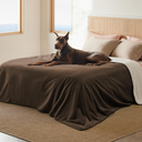 Bedsure Waterproof Blanket for Bed - Sherpa Fleece Waterproof Dog Blankets for Large Dogs, Pet Blankets for Bed/Couch/Dog Crate, Soft Plush Reversible Furniture Protector, King Size, 108"x86", Brown