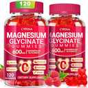 2 Pack Magnesium Glycinate Gummies 600mg, Sugar Free Magnesium Gummies | High Absorption Magnesium Supplement for Adults, Chewable Potassium Supplements for zzZ, Body Support and Relaxation, Exp 05/10/2028