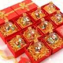 Veemoon Christmas Drink Balls, 250ml Clear Ornament Balls 10pcs Fillable Booze Ball Christmas Tree Ornament Water Bottle Bulb Juice Bottle Xmas Hanging Pendant Ball for Holiday Favor Golden