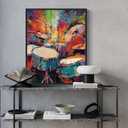 Drums Abstract Unframed Art Print Poster, Wall Art Painting Decor. Paint Splash Style Artwork For Bedroom Bathroom Office Home 70 (Drums, 20"L x 16"W, Unframed)