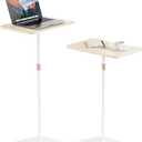 Portable Laptop Floor Stand, Bedside/Sofa Table with Height Adjustable 18''~48'', Sleek Wooden Lectern Standing Desk Mobile Podium for Home, Office, School, White