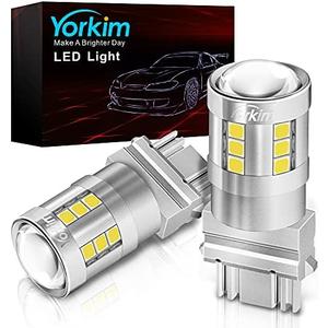 Yorkim 3157 LED Bulb White, 6500K high brightness 3156 led bulb with projector 3057 3056 3457 4157 bulb led Replacement Lamp for Turn Signal Reverse Brake Tail Lights or Day Running Light, pack of 2