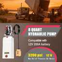 12V DC Single Acting Hydraulic Power Unit, 8L Hydraulic Pump Plastic Reservoir, 3000 PSI for Dump Trailers, Snow Plows, Log Splitters, Lift Gates