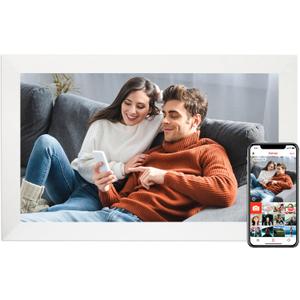 Frameo 15.6 Inch Digital Picture Frame WiFi, White Digital Photo Frame 1920x1080 IPS HD Touchscreen, 32GB Storage Share Photos/Videos, Tabletop&Wall-Mounted, Wedding, Birthday, Gifts for Loved Ones