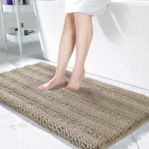 Yimobra Bathroom Rug Mat 44 x 24, Non Slip and Super Absorbent Bath Mat,Machine Washable Quick Dry,Ultra Plush Chenille Shower Rugs for Bathroom Floor Sink Tub and Shower Outside,Camel