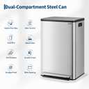 13 Gallon Trash Can Kitchen Garbage Bin with Removable Inner Buckets 50L Stainless Steel Step-on Metal Large Waste Cans with Soft Close Lid Silver
