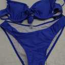 ZAFUL Women High Cut Bikini Sets String Sexy Swimsuit Two Piece Underwire Bathing Suit Brazilian Cheeky Cut Out Cute Swimwear, Blue,M