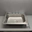 Kingston Brass Gourmetier GKTS2520 Self Rimming Single Bowl Kitchen Sink 3 Holes 25-Inch-Length by 22-Inch-Width by 6-Inch-Depth, 22 Gauge, Brushed Stainless Steel