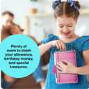 Piggy Bank for Kids - Electronic Money Saving Box w/Code- ATM Safe - Toy Coin Bank - Toys for Girls Age 3, 4, 5, 6, 7 - Birthday Gifts for 8, 9, 10, 11, 12 Year Old Girl (Pink & Silver)