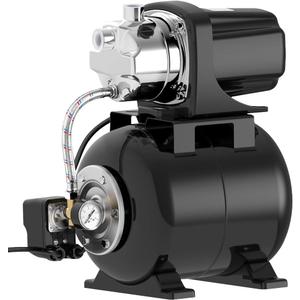Lanchez 1.6 HP Shallow Well Pump with Pressure Tank, 1340 GPH Automatic Irrigation Water Booster Jet Pump, 115V Stainless Steel Water Transfer Pump for Home Garden Lawn Sprinkler Irrigation