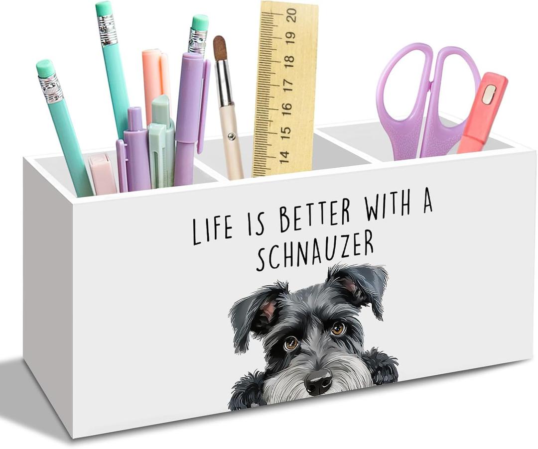 Schnauzer Dog Gifts Pen Pencil Holder for Desk, Funny Schnauzers Dog Gift Office Desk Accessories,Life Is Better with a Schnauzer Pen Holders Organizer for Kitchen Bathroom Decor