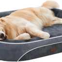OhGeni Orthopedic Big Dog Couch X-Large Sized Pet Beds for Mothers Gifts with Comfort Foam Support, Soft Indestructible Fabric, Machine Washable Waterproof Removable Cover, 42-Inch (Gray) (X-Large (42 x 31 x 7 Inch), 01-Gray)