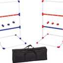 Amazon Basics Portable Ladder Toss Outdoor Game Set with Carrying Case, Simple to Assemble, Red/Blue