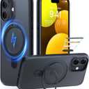 TORRAS Ostand Magnetic for iPhone 17 Case, Fit for MagSafe, 3X Military Drop Protection, Camera Control, Slim Phone Case for iPhone 17 with Kickstand, Soft Edge, Translucent Matte Cover 6.3", Black