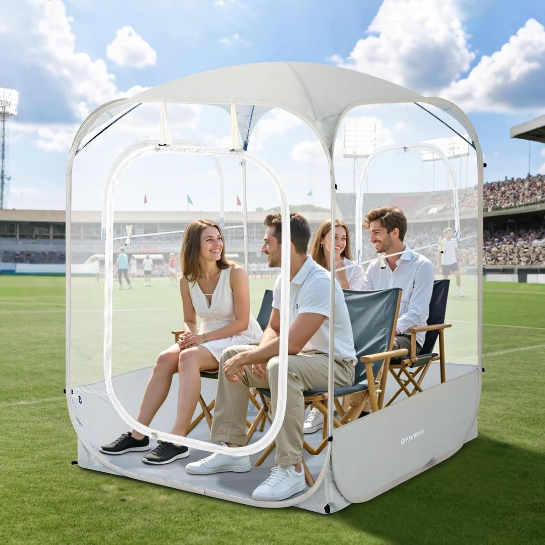 Raynesys Instant Pop Up Sport Tents for Outside Sports Events, Fishing | Pop up Sports Pods Fits, Bubble Tent with Spacious Interior, Good Visibility, Beige, For 4 Person