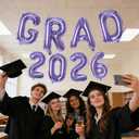 2 x KALOR Purple GRAD 2026 Banner Balloons, 16 Inch Mylar Foil letter Graduation Balloons 2026 Sign for Graduation Party Decorations, 8 Count