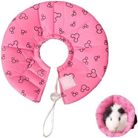 Hamster Recovery Protection Cone After Surgery, Small Animal Adjustable Protection Collar for Rat Bird Rabbit Guinea Pig, Anti-Lick Anti-Bite Pet Elizabeth Collar (Bright Pink, L)
