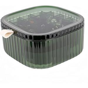 Inmorven 3-Layer Acrylic Jewelry Organizer Box with Lid, Stackable Storage Holder for Earrings, Rings, Necklaces, Bracelets(Green)