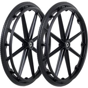 (1PR,Black) Wheelchair rear wheel replacement 24x1"wheel,Rear Wheel Assembly for 16-18-20 Inch Wheelchairs, Replacement parts (24 * 13/8(2count))