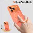 Ultra-Magnetic Stand for iPhone 17 Pro Max Case [Military Drop Protection] [Compatible with MagSafe] Shockproof Translucent Matte Slim Ring Holder Case for iPhone 17 Pro Max (Orange)