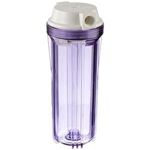 Hydronix HF2-10CLWH12, 10" Clear Housing with White Flat Cap For RO & Filtration Systems, 1/2" Ports