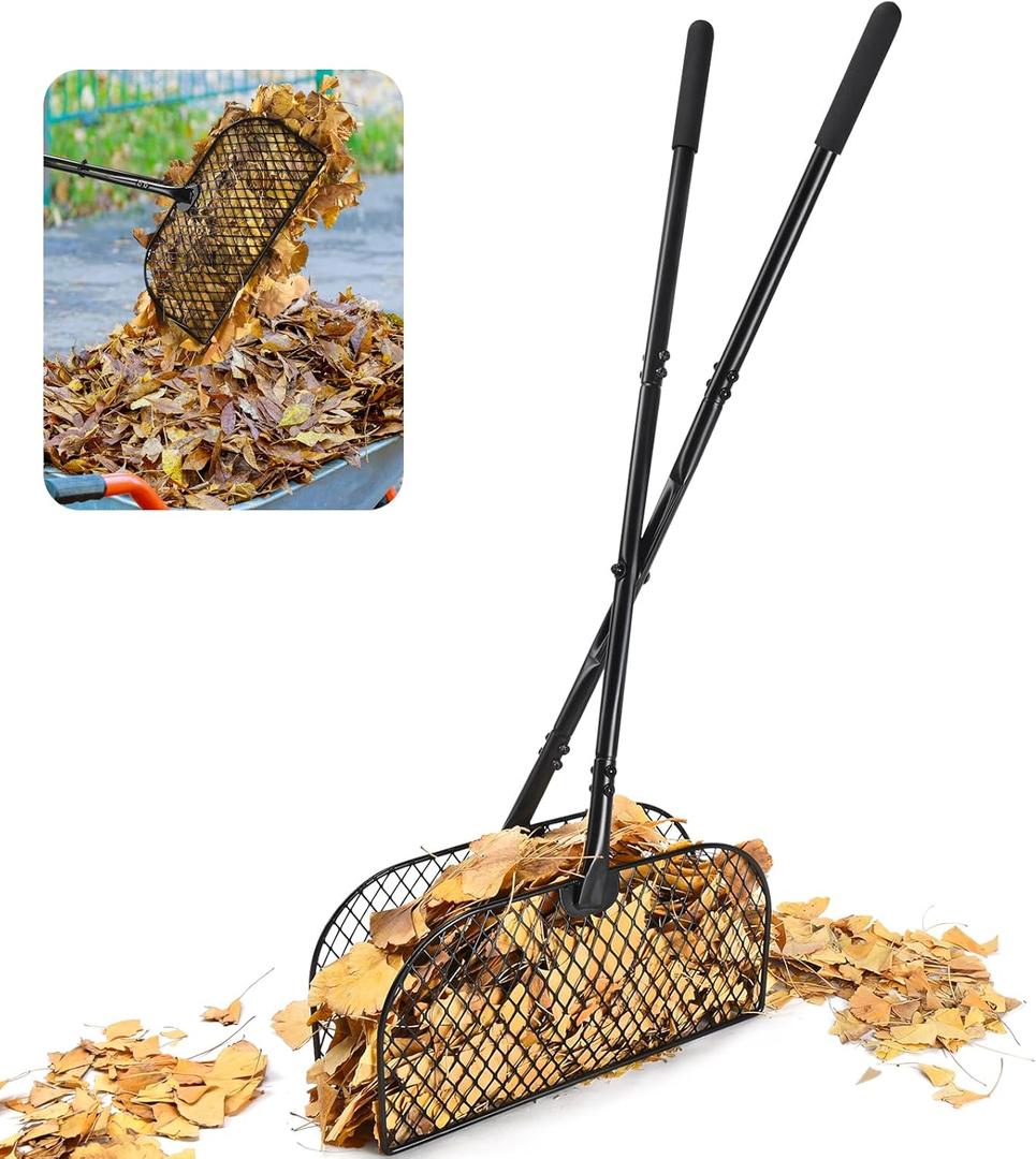 CAROD Leaf Grabber Rake with Long Handle, Lightweight Metal Leaves Rakes, Leaf Collector for Gardening, Leaf and Grass Picker Upper, Efficient and Labor-Saving Yard Rake Leaf Grabber No Bending Over