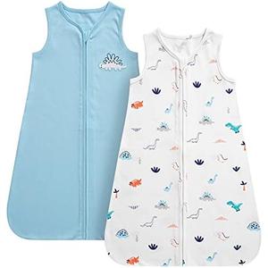 DaysU Baby Sleep Sack 18-24 Months 100% Cotton, Baby Boy Wearable Blanket 2-Way Zipper TOG 0.5, Breathable Lightweight Baby Sleeping Bag 2 Pack, Toddler Sleep Sacks 2t, Dinosaur, X-Large