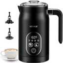 KIDISLE Milk Frother and Steamer 4 in 1, Milk Steamer with Auto Temperature Control, Warm & Cold Foam Maker, Hot Chocolate Maker, Frother for Coffee, Latte, Cappuccino, Black
