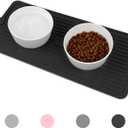 Waterproof Pet Placemat,Feeding Mats,Non Slipping Cat Food Mats,Cat Food Mats for Floor with Lip,Dog Food Mat-Black (18.3" x 8")