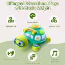 ToddlerCley Musical Turtle Baby Toys 6-12 Months, Bilingual Educational Crawling Toys 7 8 9 10 Months, Light up Infants Tummy Toy with Sound, Number, Letters, Gifts Present for Baby 4 5 6 12 Month, Small