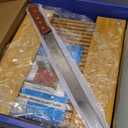 Bamboo Bread Slicer For Homemade Bread - Built-In Knife Slot, Crumb Catcher & Storage Compartment - Adjustable Extra Wide & High For Sourdough - Long 12 Knife Blade Included Brown