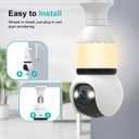 Hawkray Light Bulb Security Camera Wireless Outdoor Indoor-5&2.4GHz Dual Band WiFi,360 Pan-Tilt,2K Color Night Vision,Motion Detection & Siren Alarm,Two-Way Audio