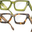 VISOONE 2 Pack Blue Light Blocking Glasses Rectangle Frame and Chic Preppy Look for Women Men RIVER (Coco Tortoise +Olive Green)
