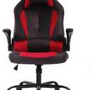 Dkeli Gaming Chair Office Chair Desk Chair Ergonomic High Back Computer Chair with Lumbar Support Flip-up Arms Headrest PU Leather Swivel Task Chair (Red)