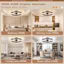 VOLISUN Low Profile Ceiling Fans with Lights and Remote, 19.7in Flush Mount Ceiling Fans with Light, 3000K-6500K Dimmable Fandelier LED Fan Light, Brown Bladeless Ceiling Fans with Lights for Bedroom