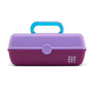 Caboodles Pretty in Petite Makeup Box, Two-Tone Lavender on Violet, Hard Plastic Organizer Box, 2 Swivel Trays, Fashion Mirror, Secure Latch for Safe Travel